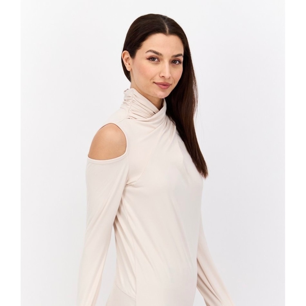 NWT Tahari Sport Pale Pink Cold Shoulder Cowl Neck Long Sleeve‎ Top Plus Size 1X